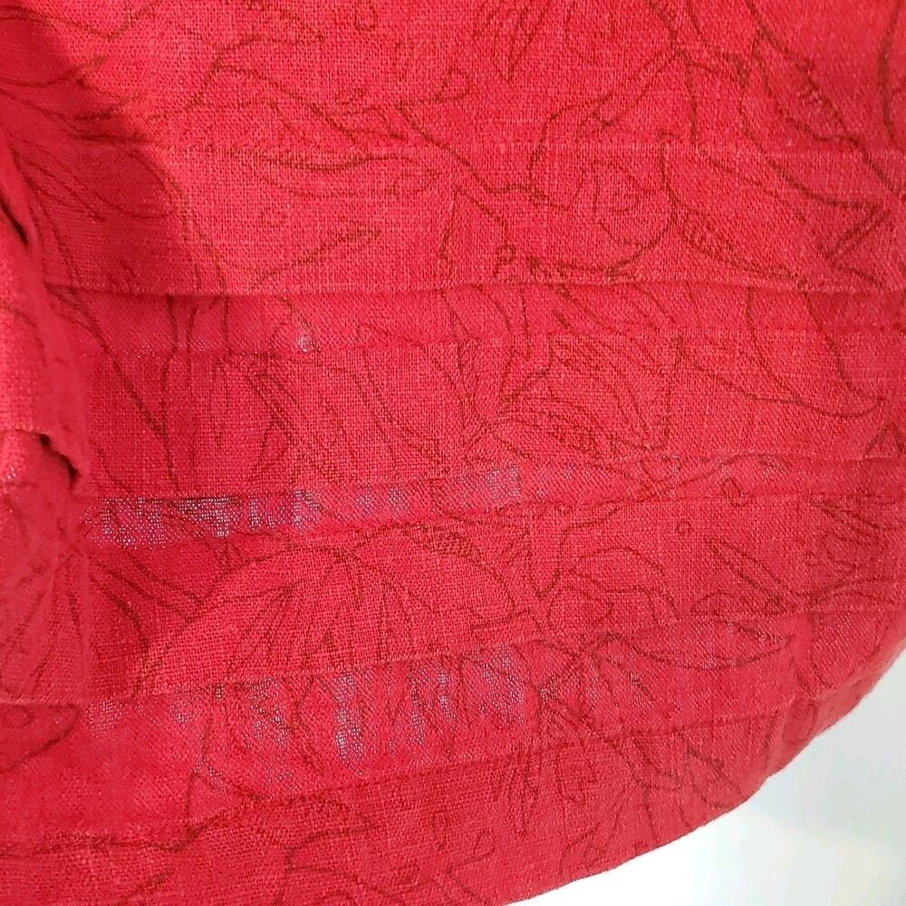 Nicole Miller Cherry Red Linen Blend Tunic Size Large Floral Shirt Dress - Picture 3 of 7